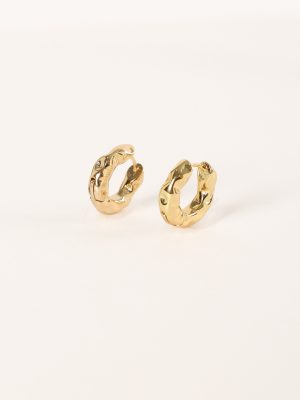 Simone Textured Hoop Earrings - Gold