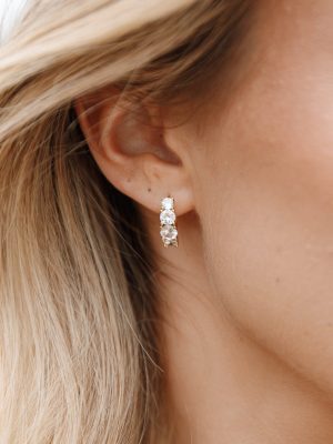 Solstice Stone Hoop Earrings - Gold