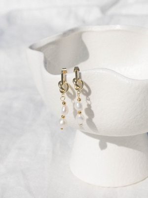 Trixton Pearl Drop Earrings - Gold
