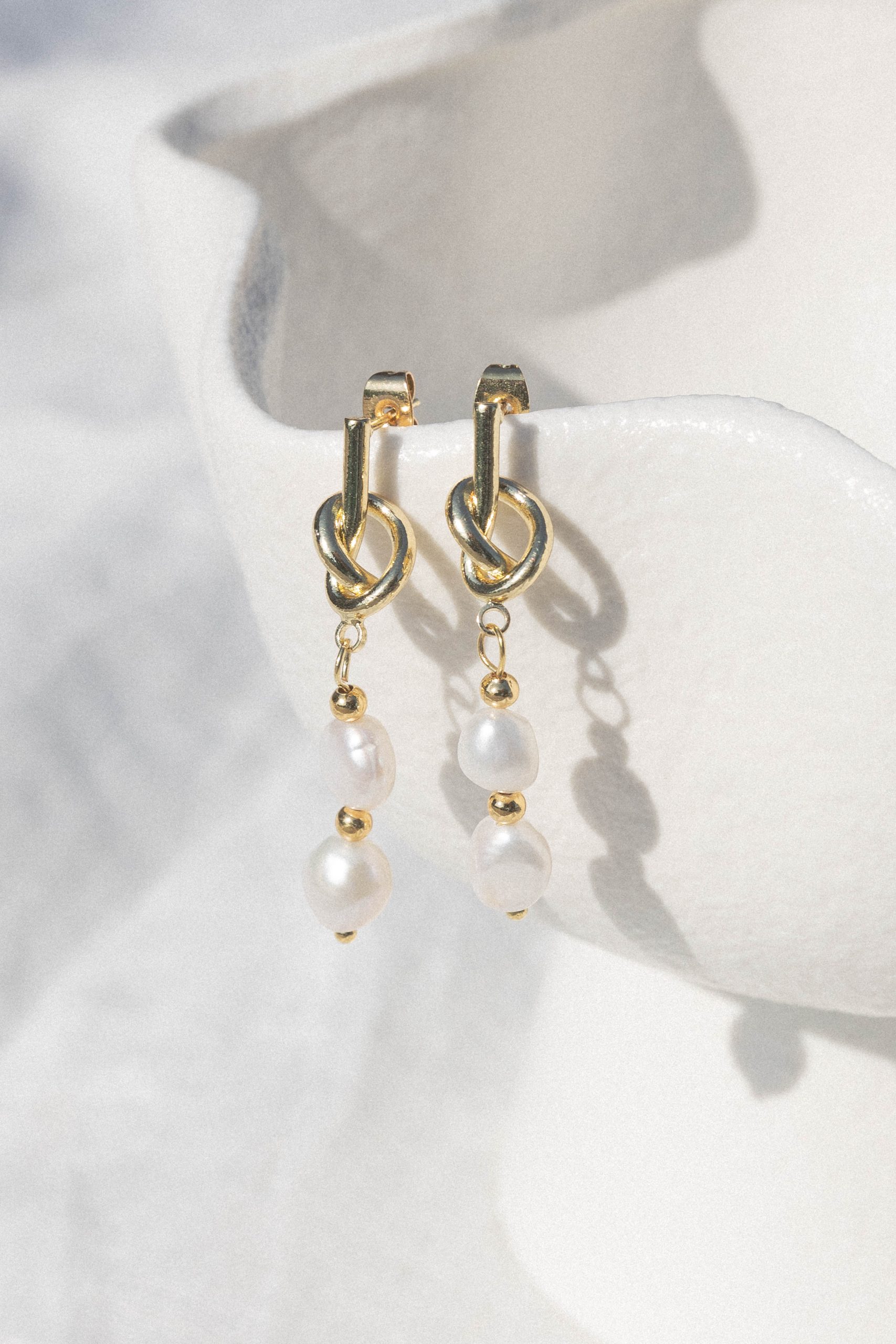 Trixton Pearl Drop Earrings - Gold - Image 2