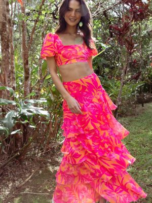Addison Maxi Skirt - Pink Tropics