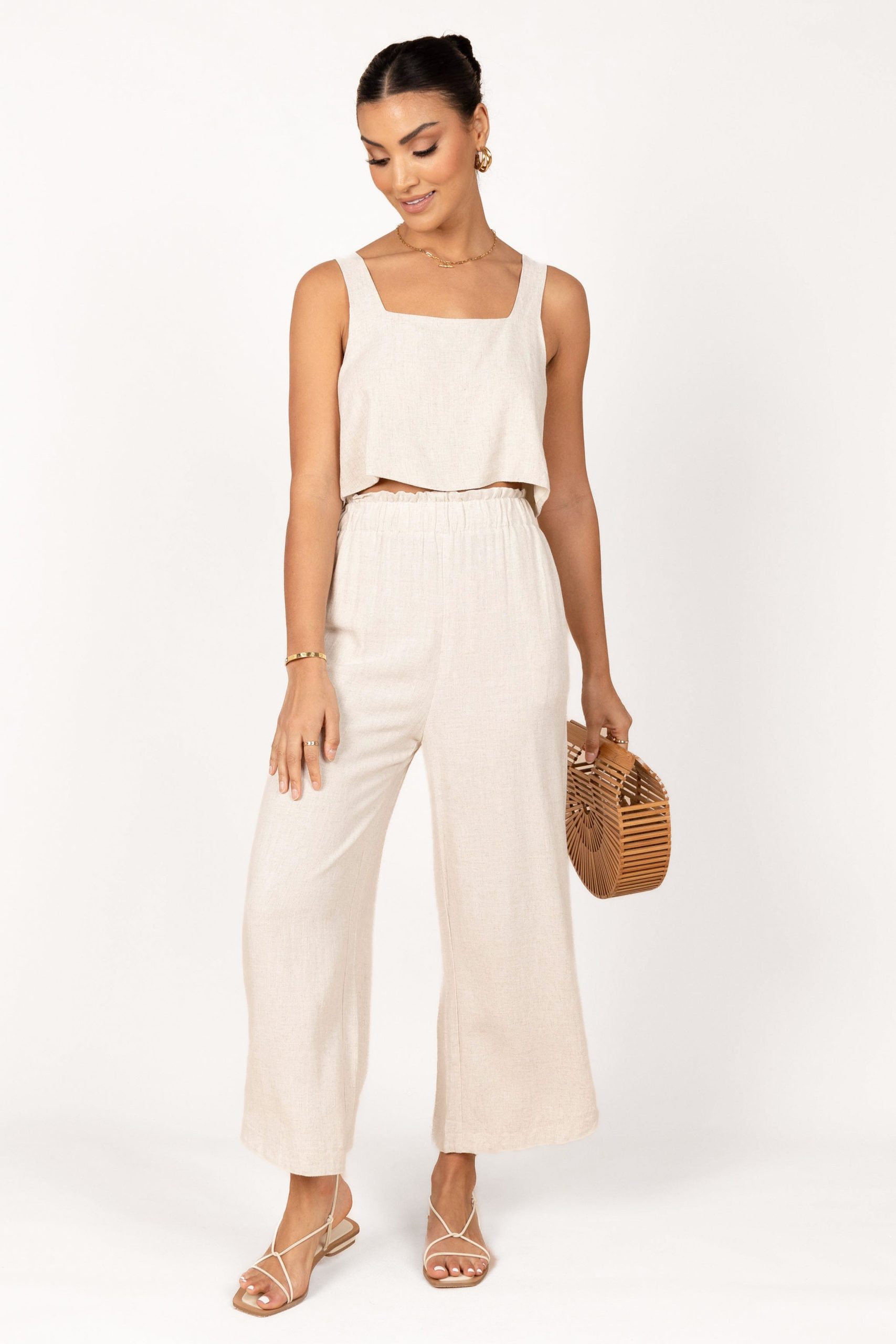 Eleanor High Waisted Pants - Beige - Image 3