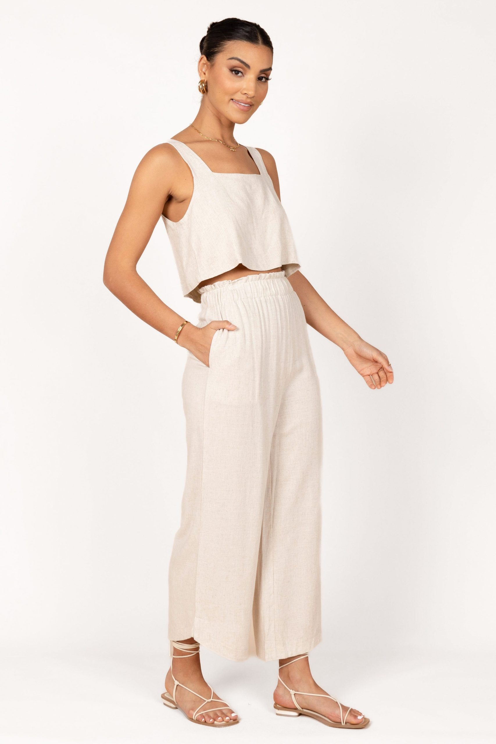 Eleanor High Waisted Pants - Beige - Image 4