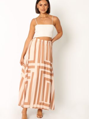 Elke Pleat Midi Skirt - Tan
