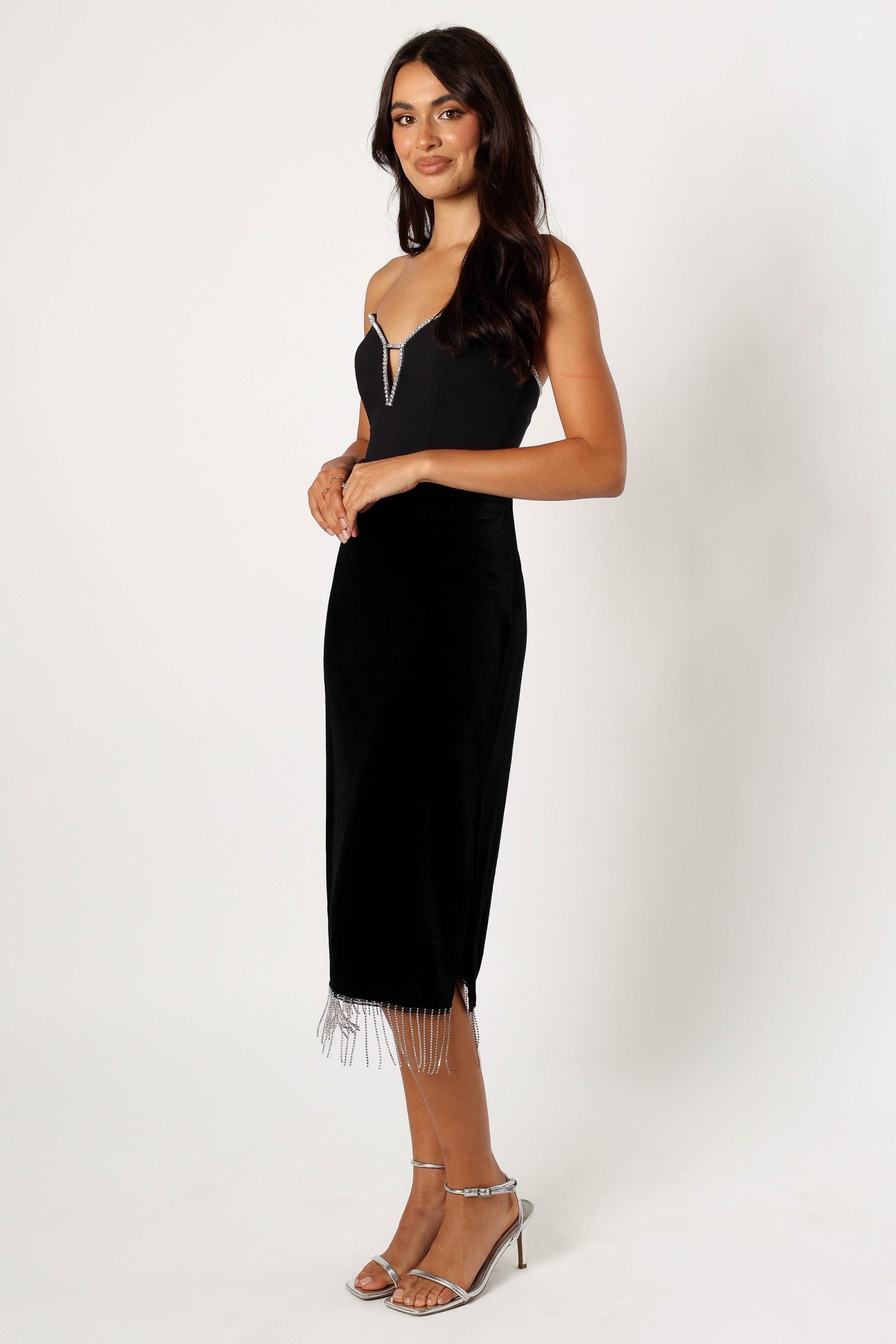 Greta Velvet Fringe Skirt - Black - Image 3