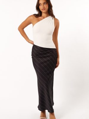 Heidi Stripe Slip Skirt - Black White Stripe