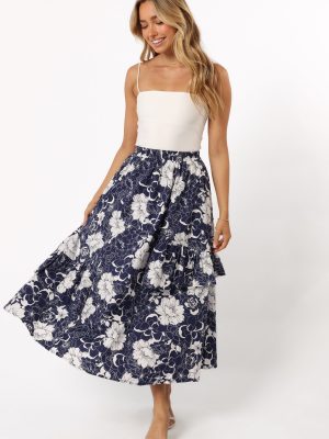 Josephine Tiered Midi Skirt - Navy