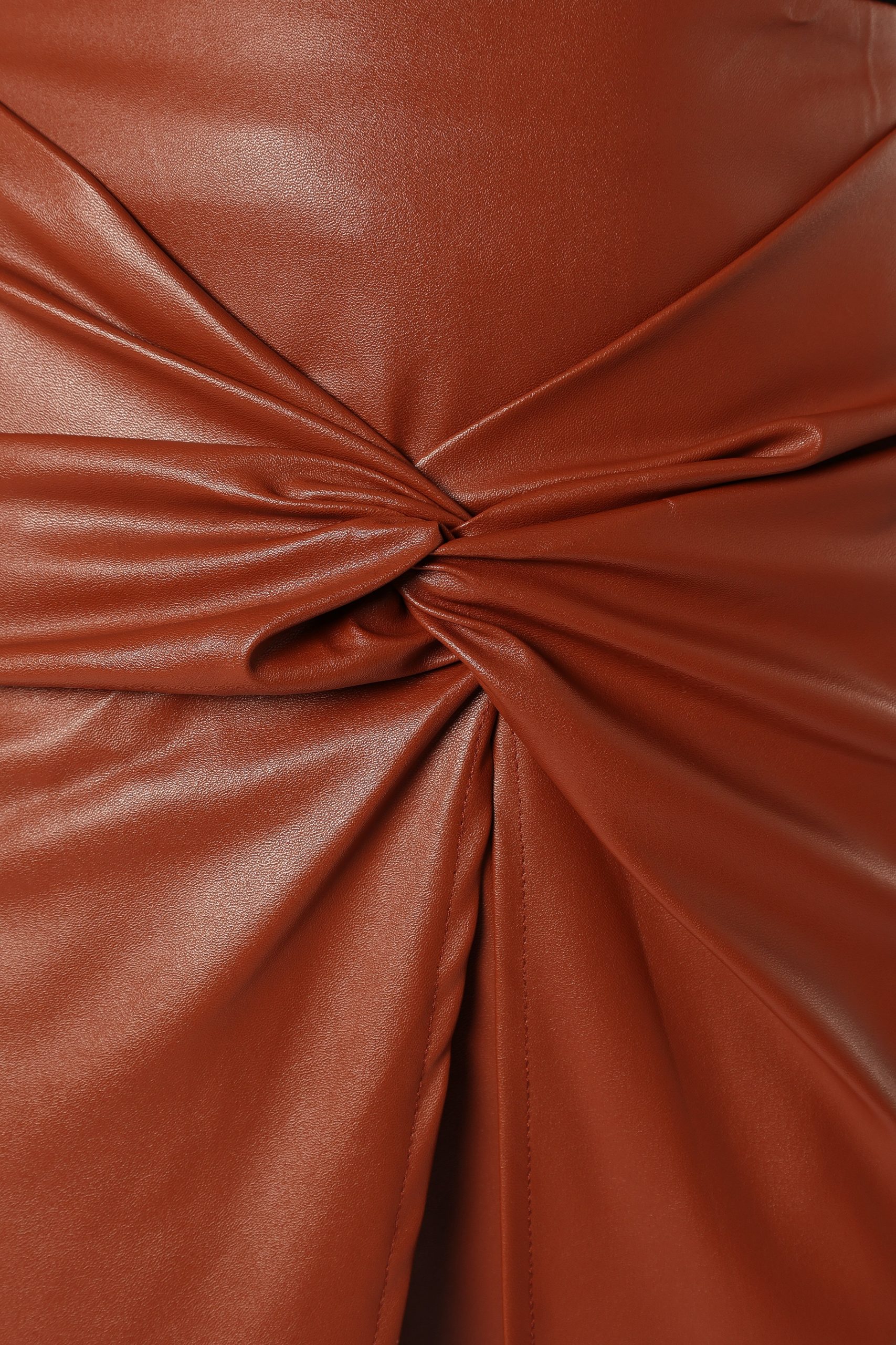 Kristy Vegan Leather Skirt - Brown - Image 7