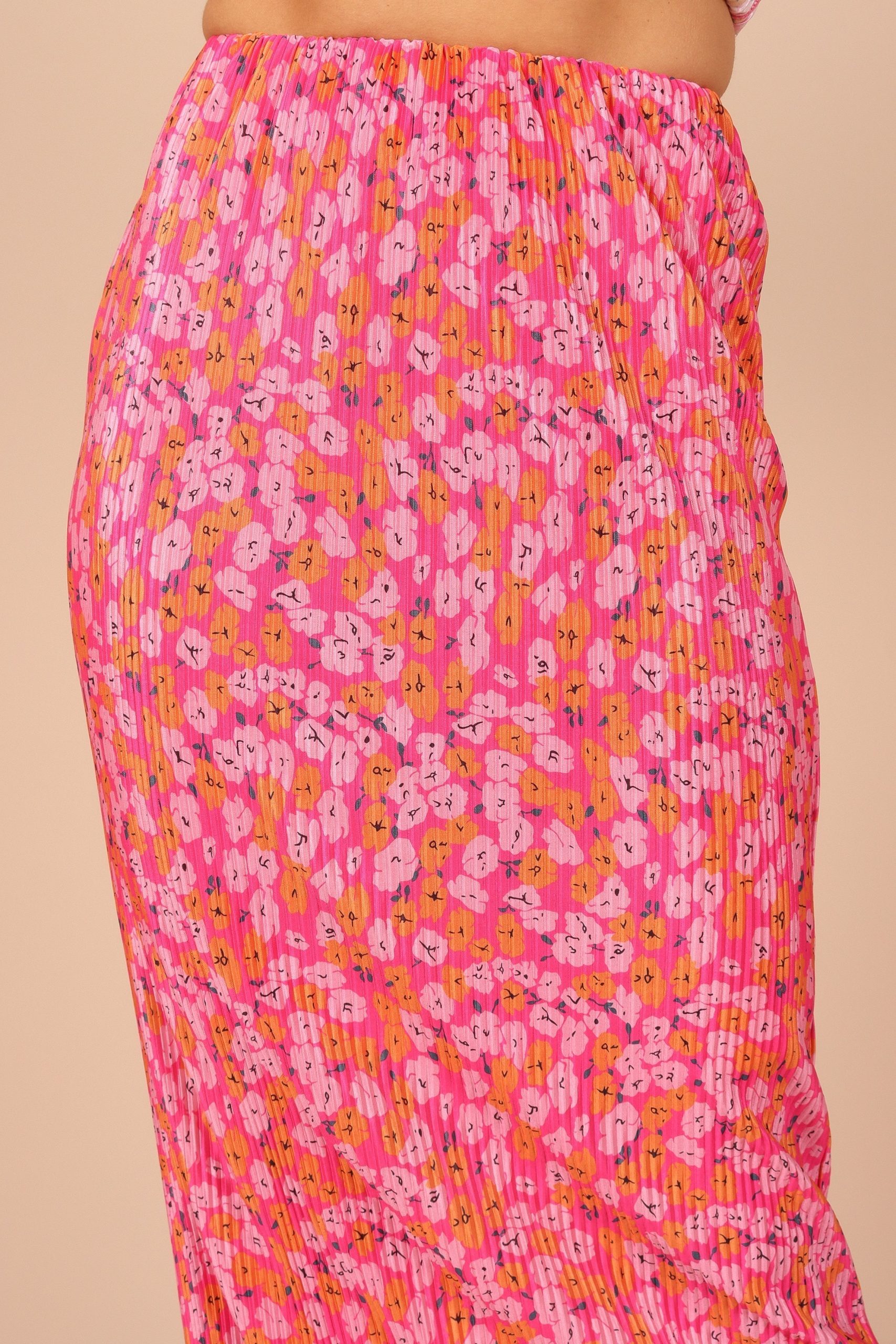 Minelli Pleat Midi Skirt - Hot Pink - Image 7