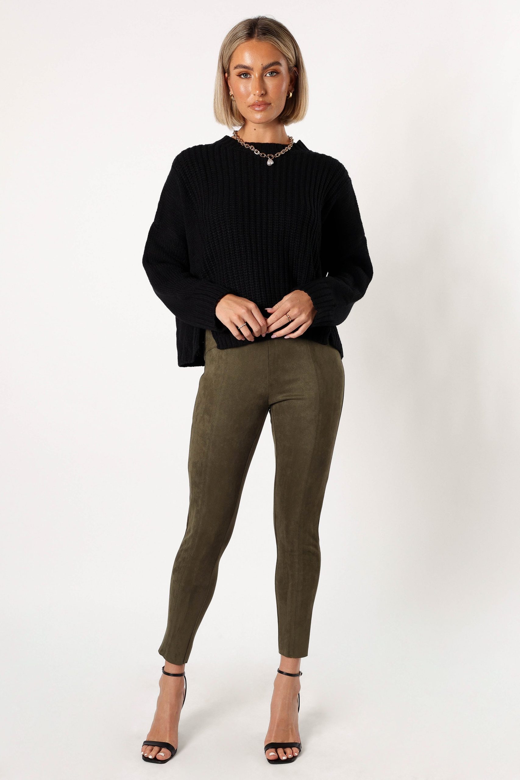 Morgan Suede Look Legging - Olive - Image 4