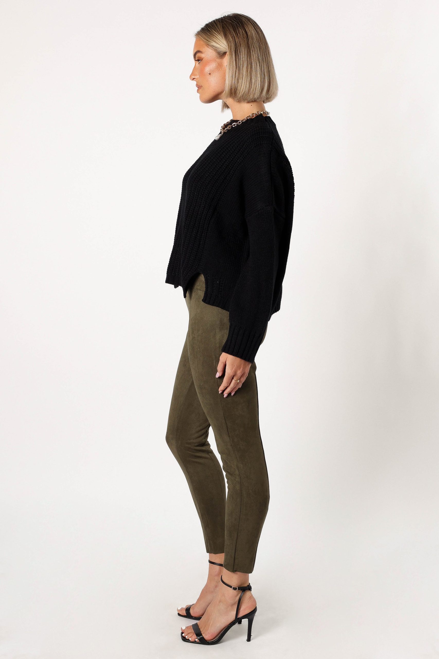 Morgan Suede Look Legging - Olive - Image 2