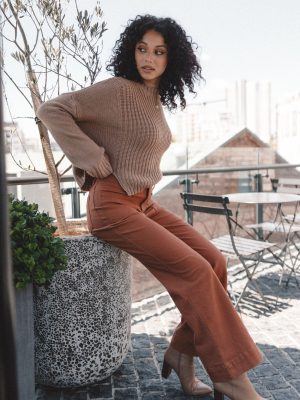 Nico Wide Leg Jean - Tan