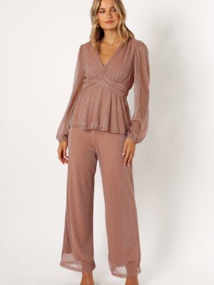 Ramona Wide Leg Pants - Rose