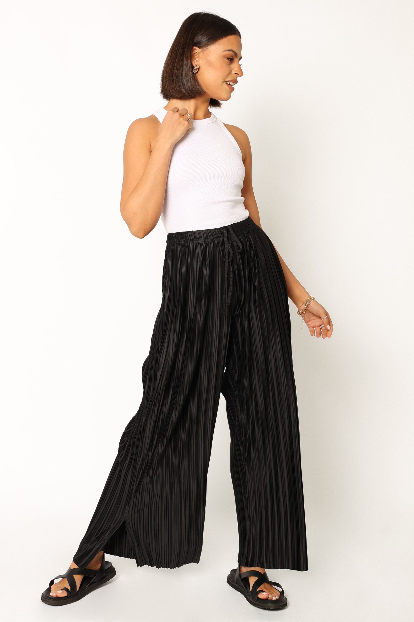 Sasha Pleated Pants - Black - Image 3
