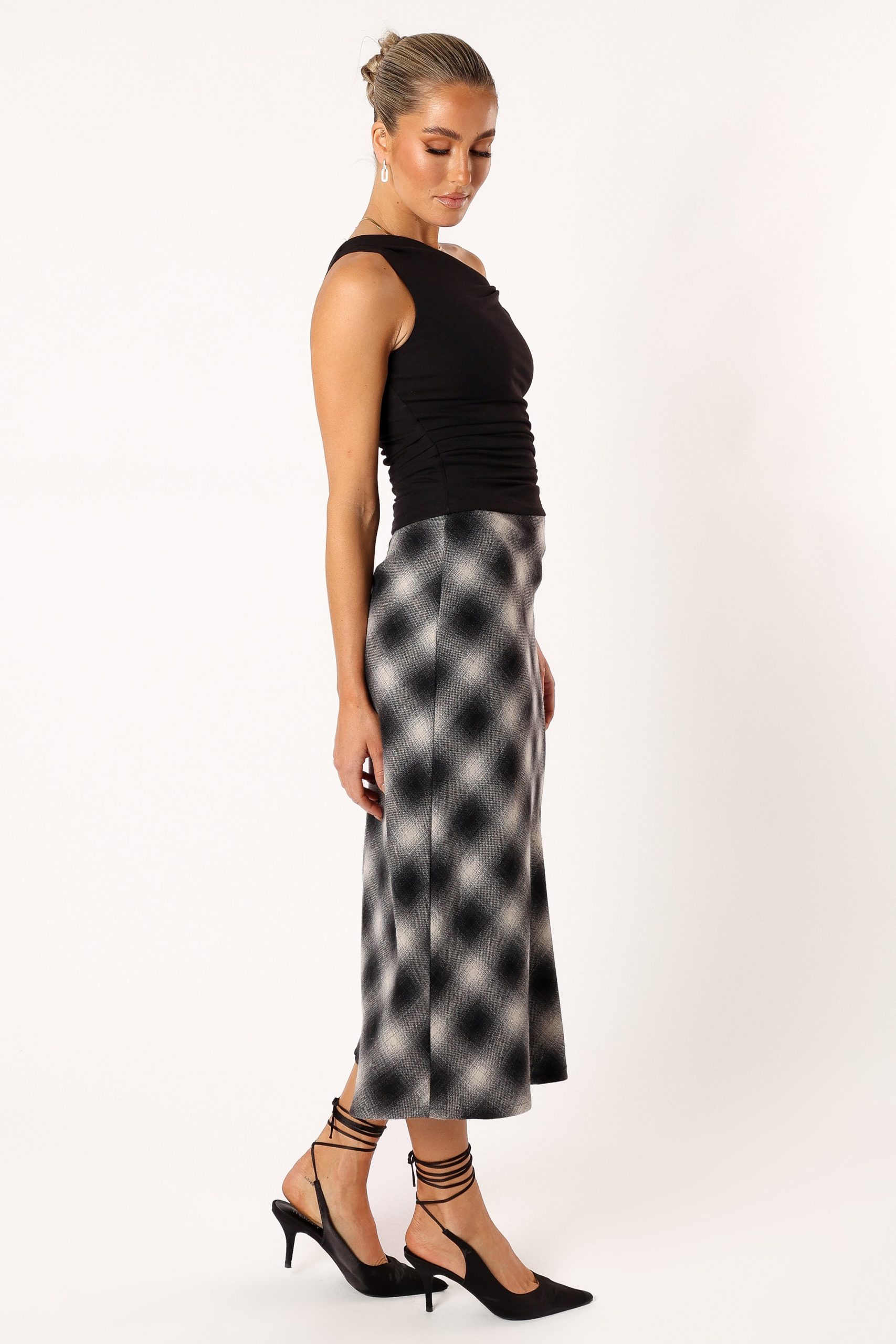 Ursula Plaid Skirt - Charcoal - Image 2
