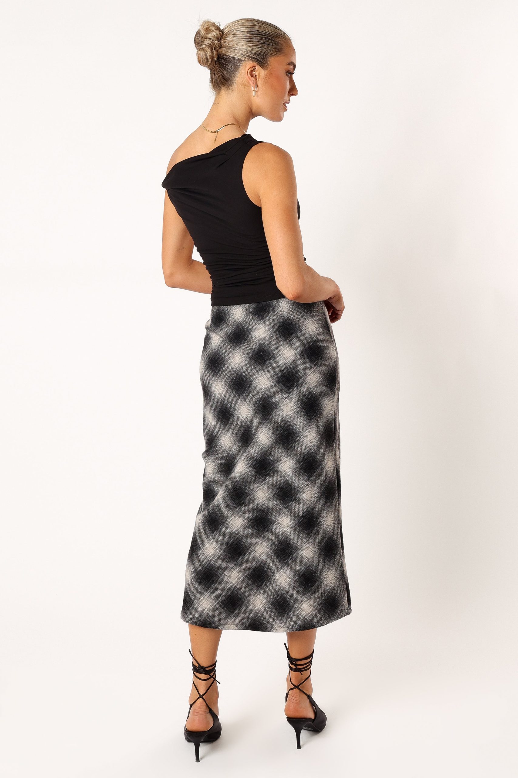 Ursula Plaid Skirt - Charcoal - Image 3