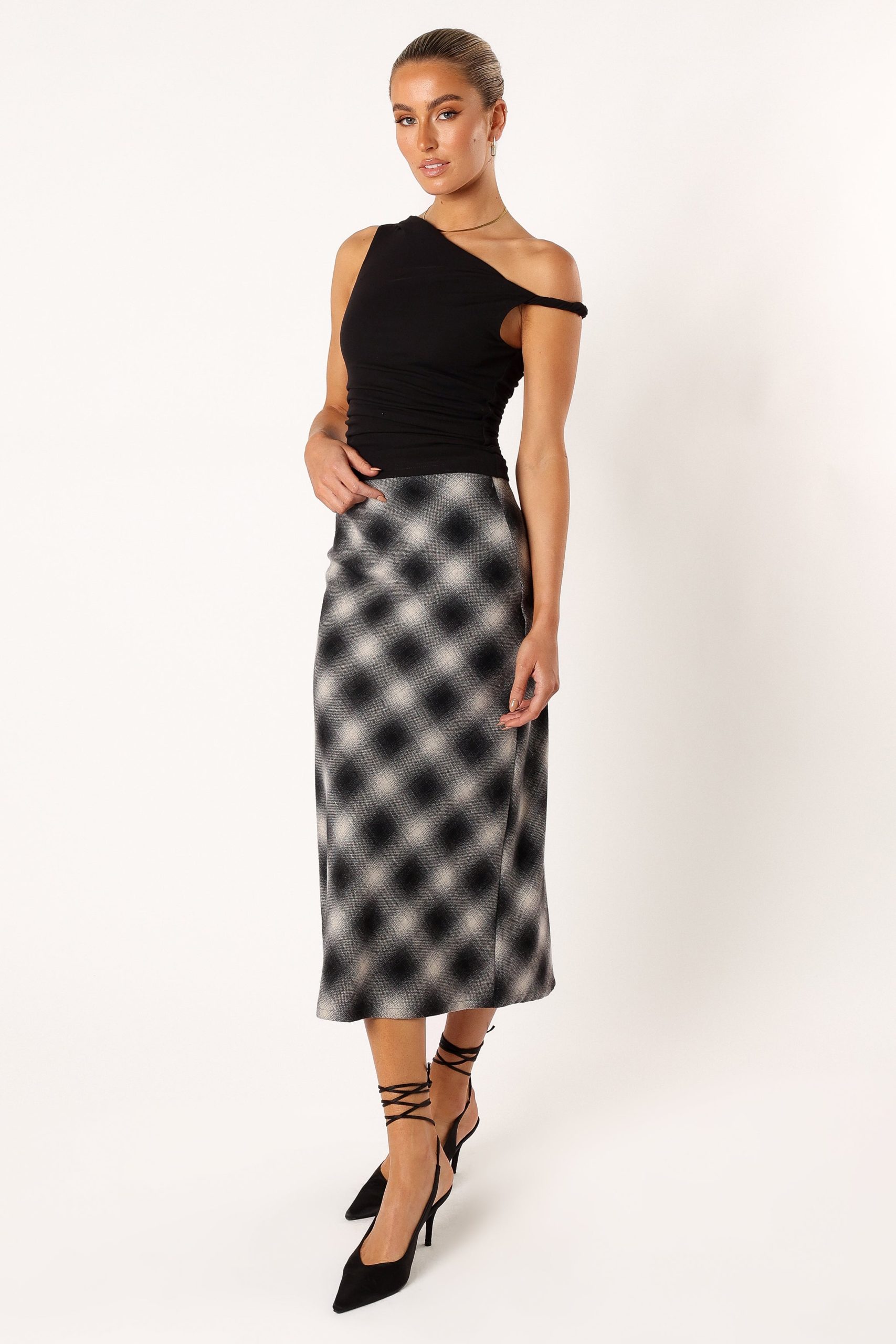 Ursula Plaid Skirt - Charcoal - Image 5