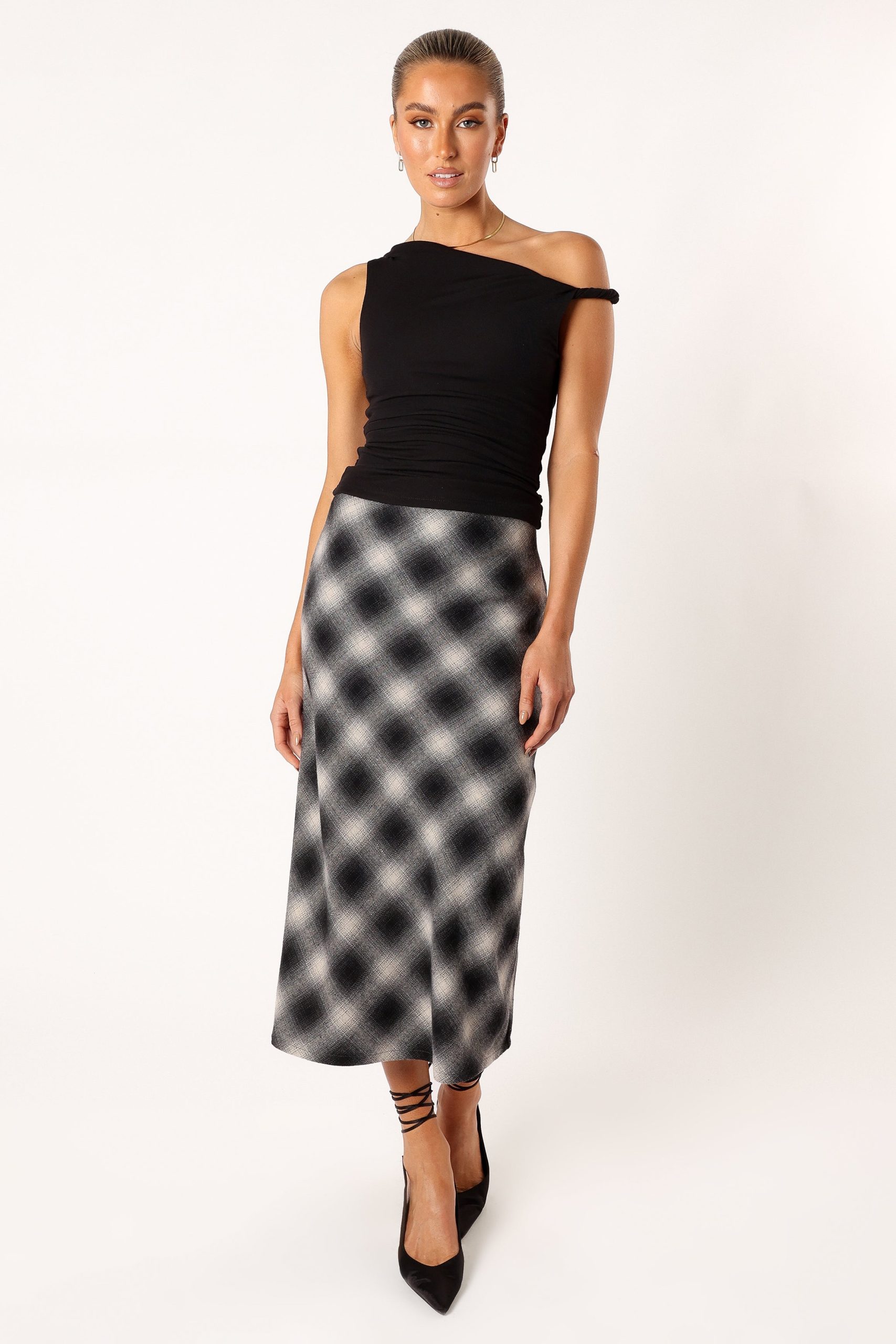 Ursula Plaid Skirt - Charcoal - Image 7