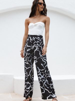 York Pant - White Black Floral