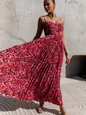 Achanti Pleated Maxi Dress - Pink Multi