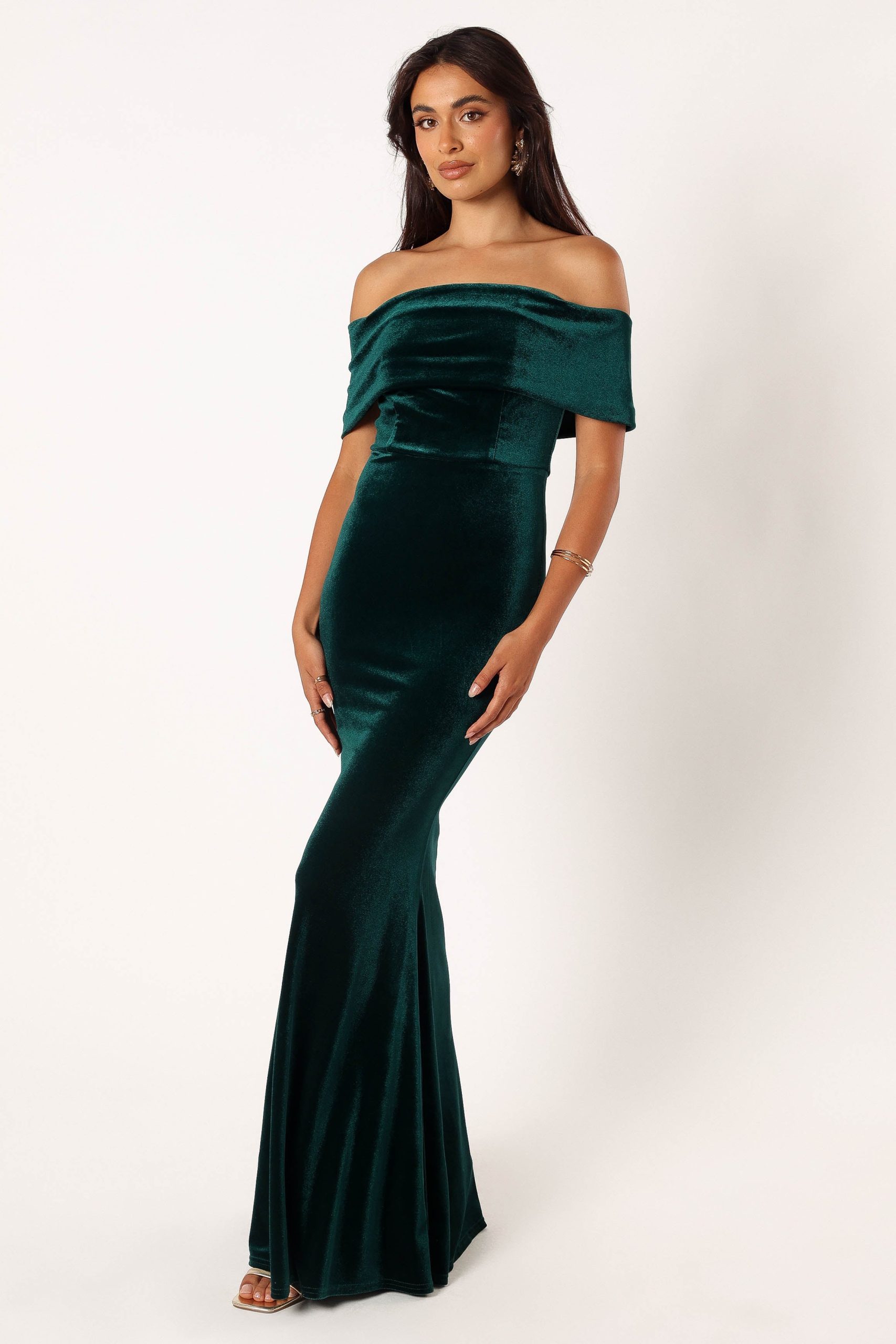 Adair Off Shoulder Maxi Dress - Emerald Green - Image 2