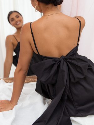 Alice Bow Back Midi Dress - Black