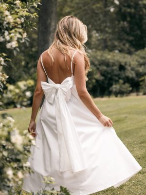 Alice Bow Back Midi Dress - White