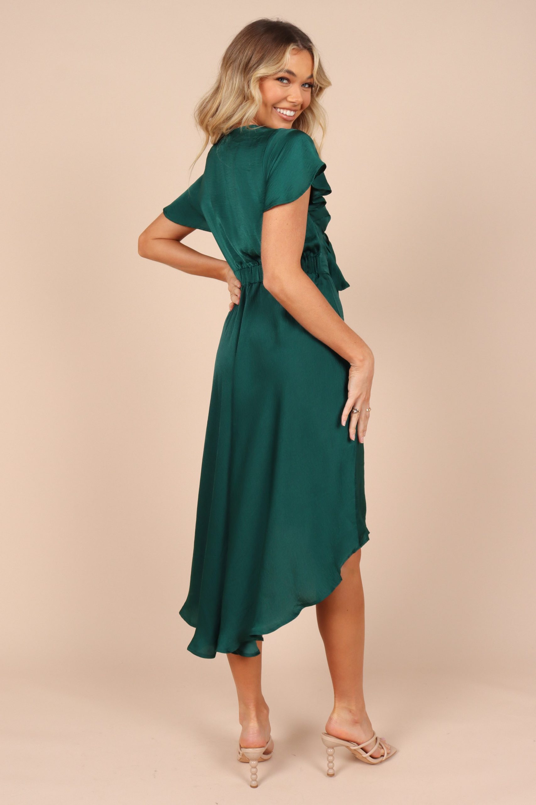 Amanda Hi Lo Tie Front Dress - Emerald - Image 5