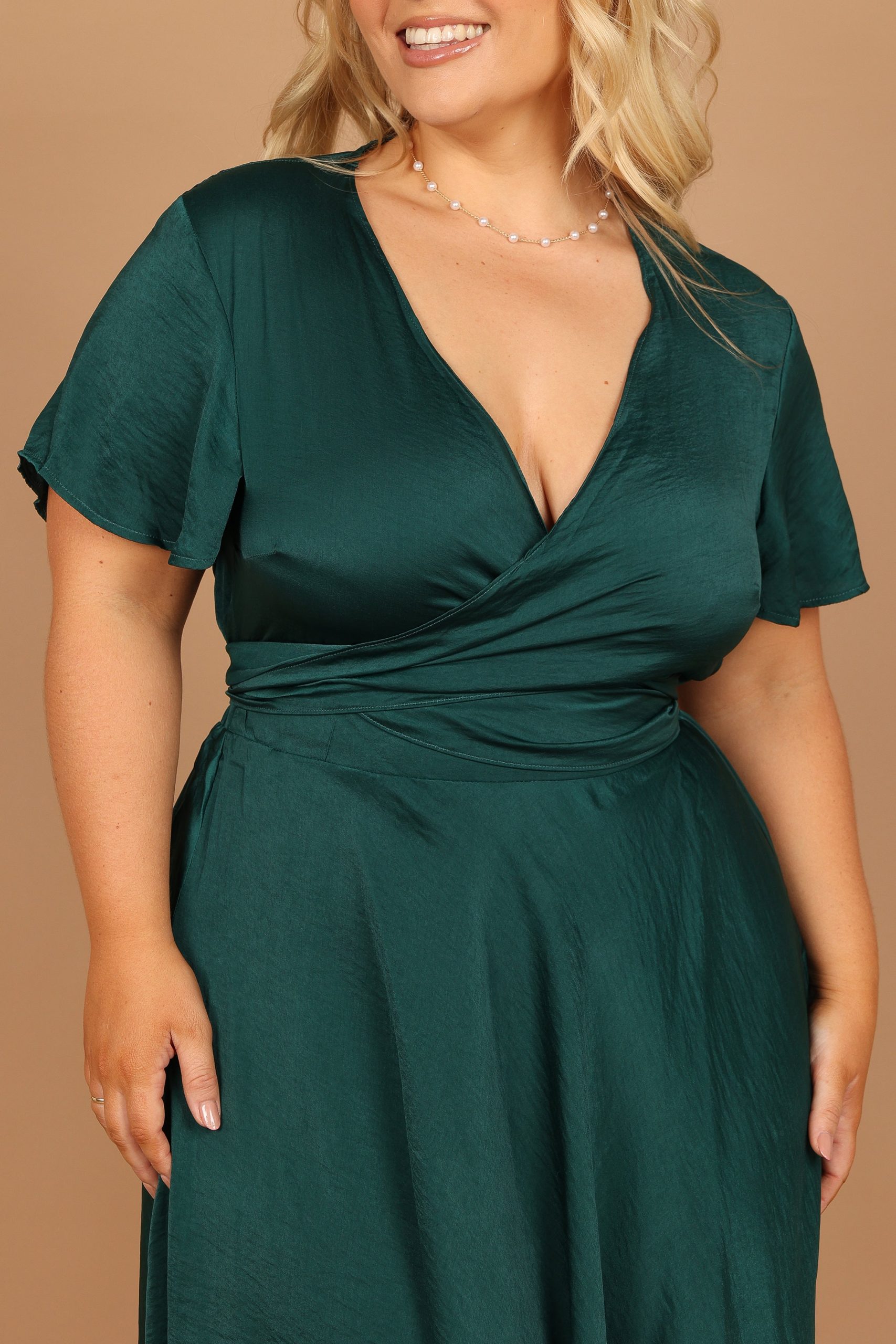 Amanda Hi Lo Tie Front Dress - Emerald - Image 4
