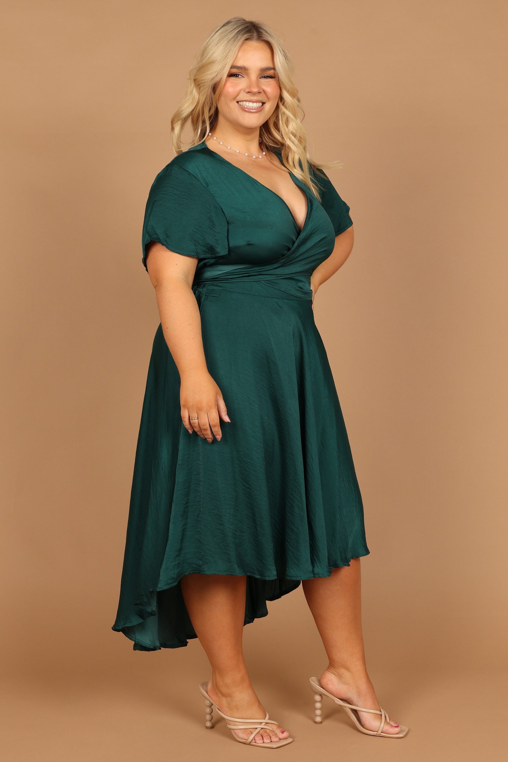Amanda Hi Lo Tie Front Dress - Emerald - Image 11