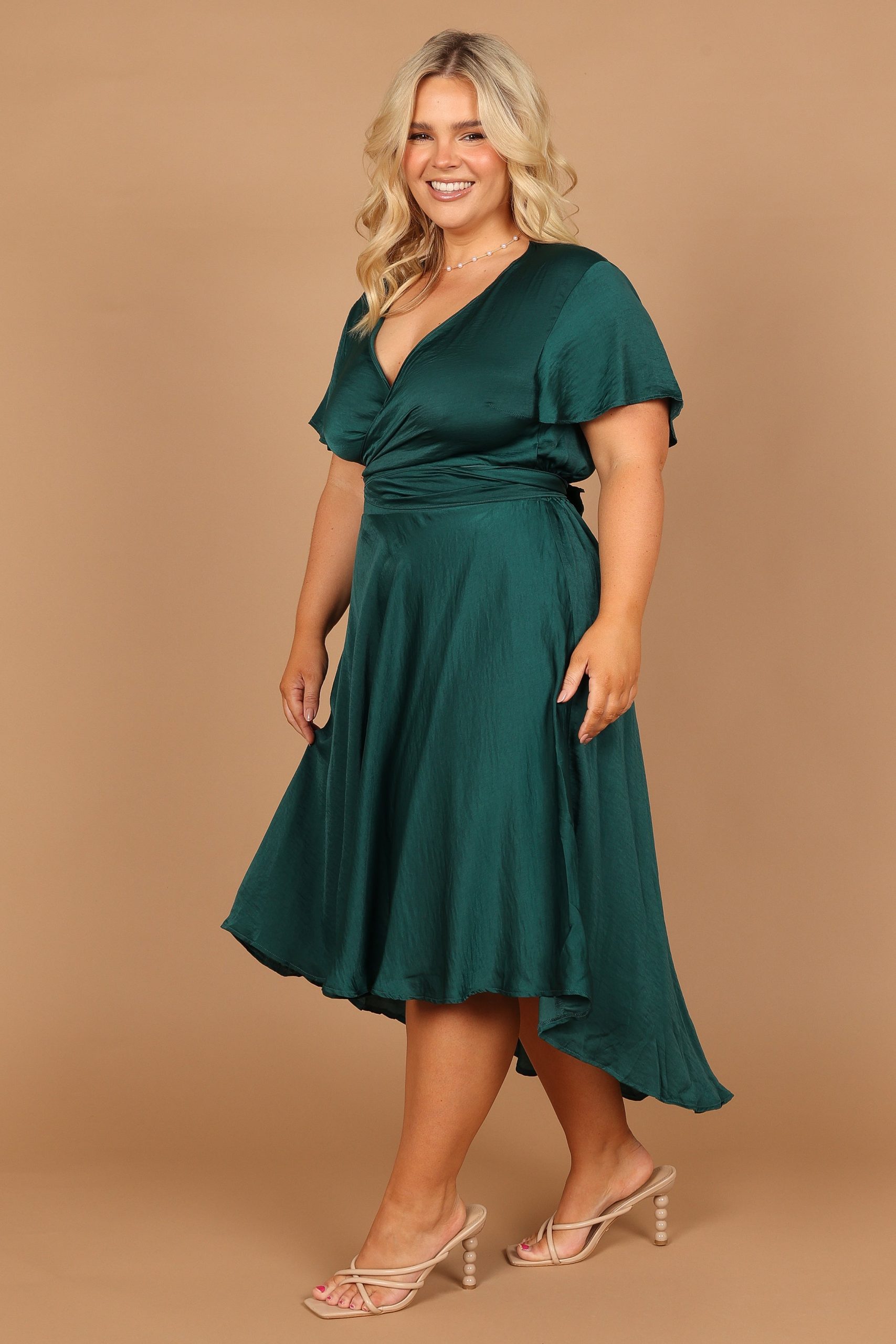 Amanda Hi Lo Tie Front Dress - Emerald - Image 8