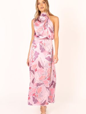 Amelia Halterneck Maxi Dress - Pink Floral