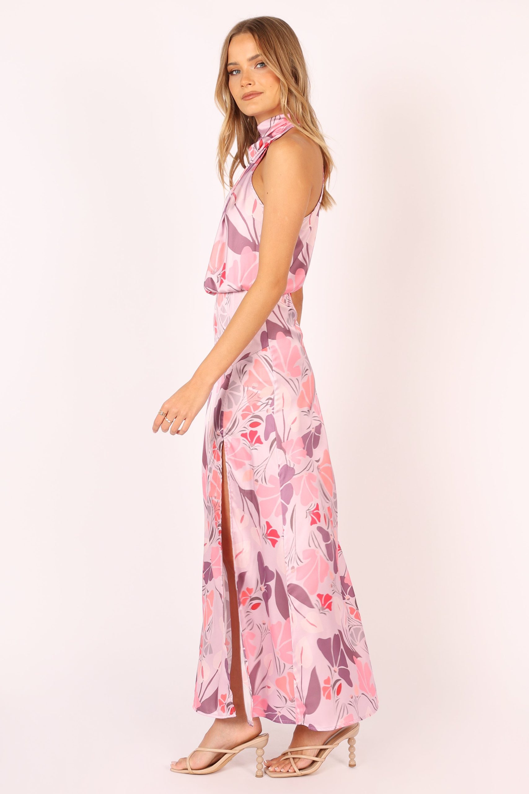 Amelia Halterneck Maxi Dress - Pink Floral - Image 2