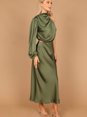 Amelie One Shoulder Midi Dress - Olive