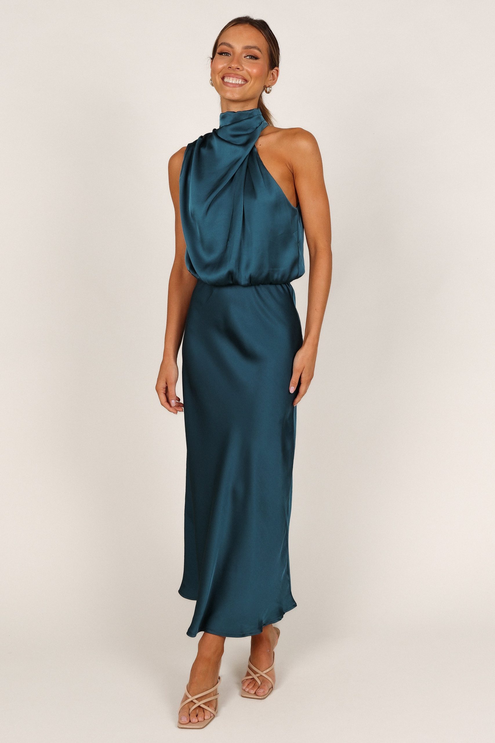 Anabelle Halter Neck Midi Dress - Teal - Image 2