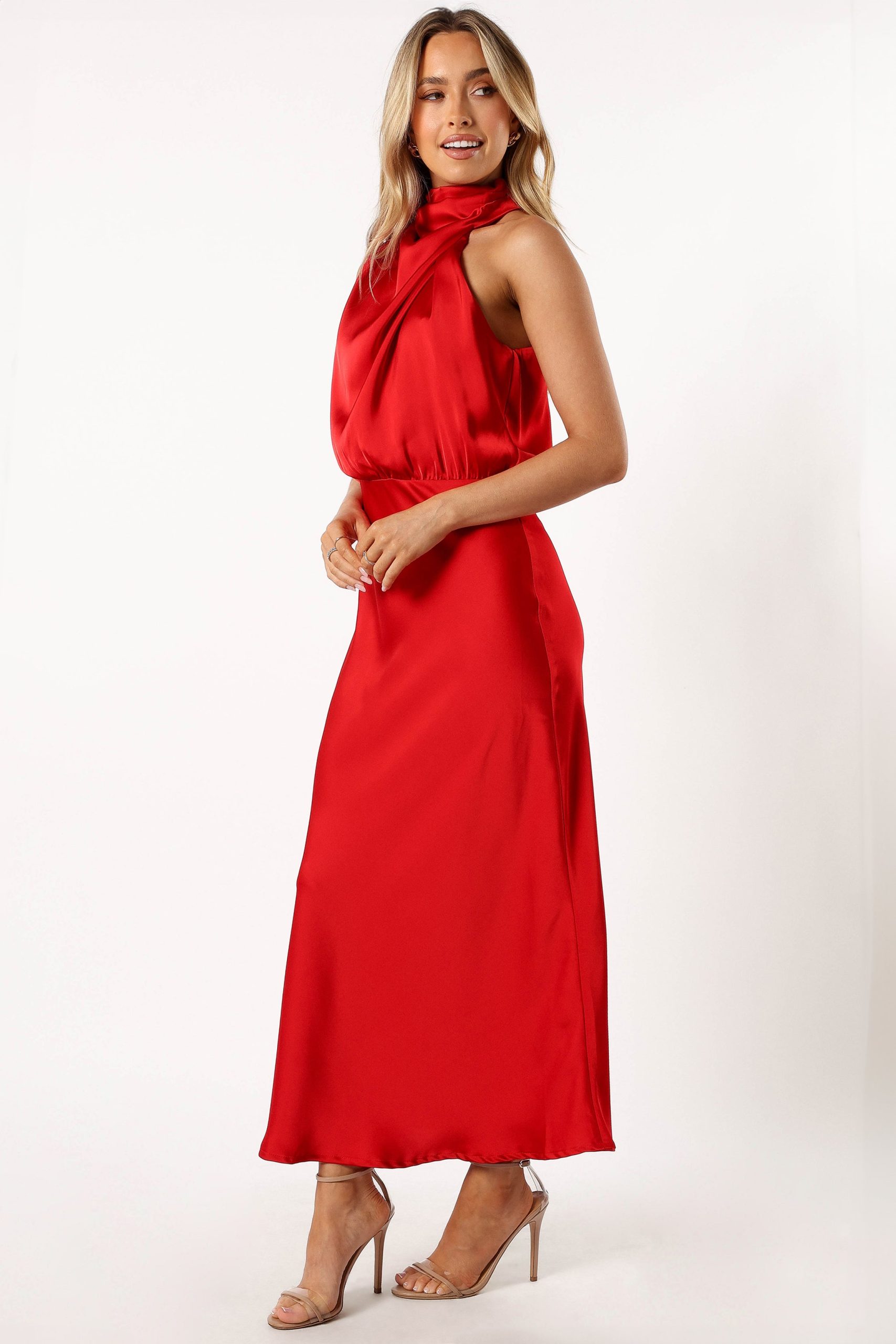 Anabelle Halter Neck Midi Dress - Red - Image 4