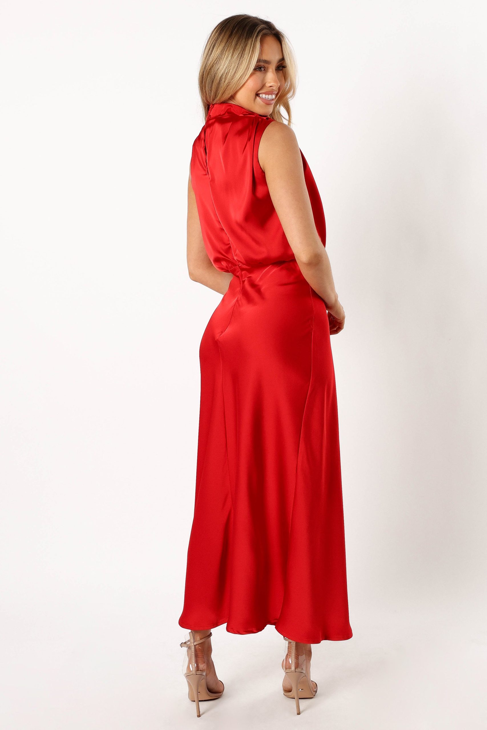 Anabelle Halter Neck Midi Dress - Red - Image 2
