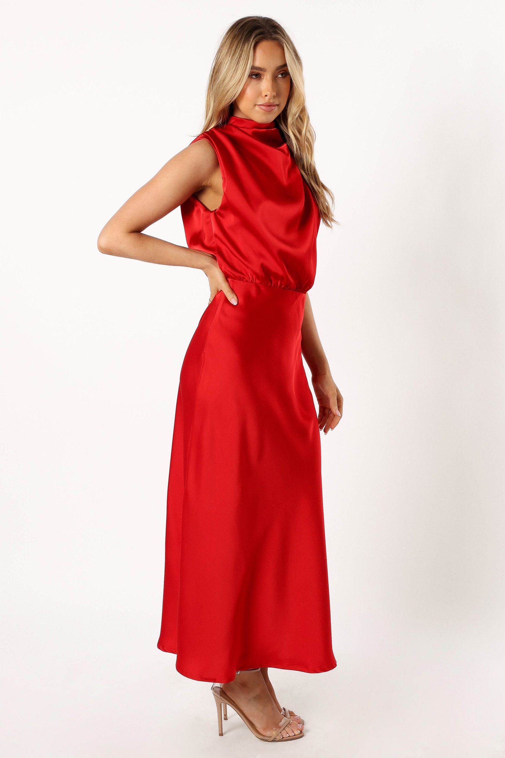 Anabelle Halter Neck Midi Dress - Red - Image 3