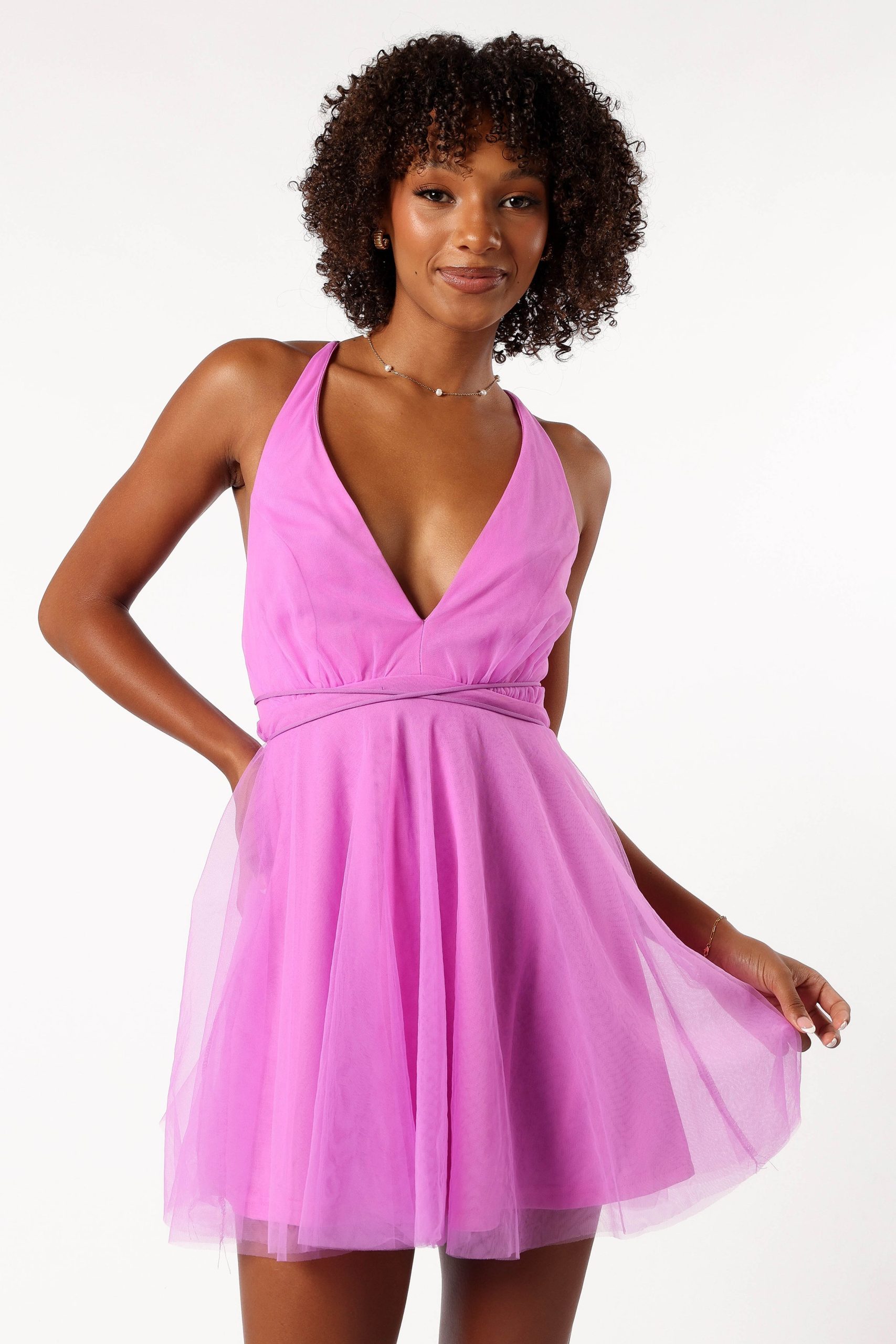 Arlowe Halterneck Mini Dress - Lavendar - Image 3