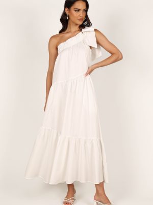 Ava One Shoulder Maxi Dress - White