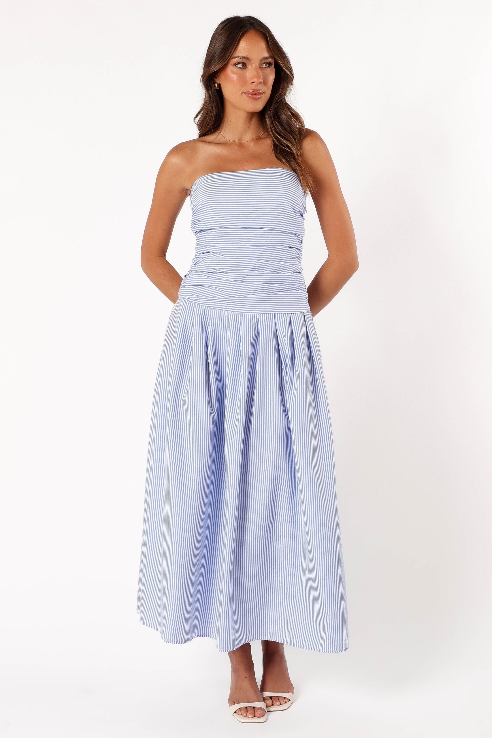 Avalee Strapless Maxi Dress - Blue Stripe - Image 2