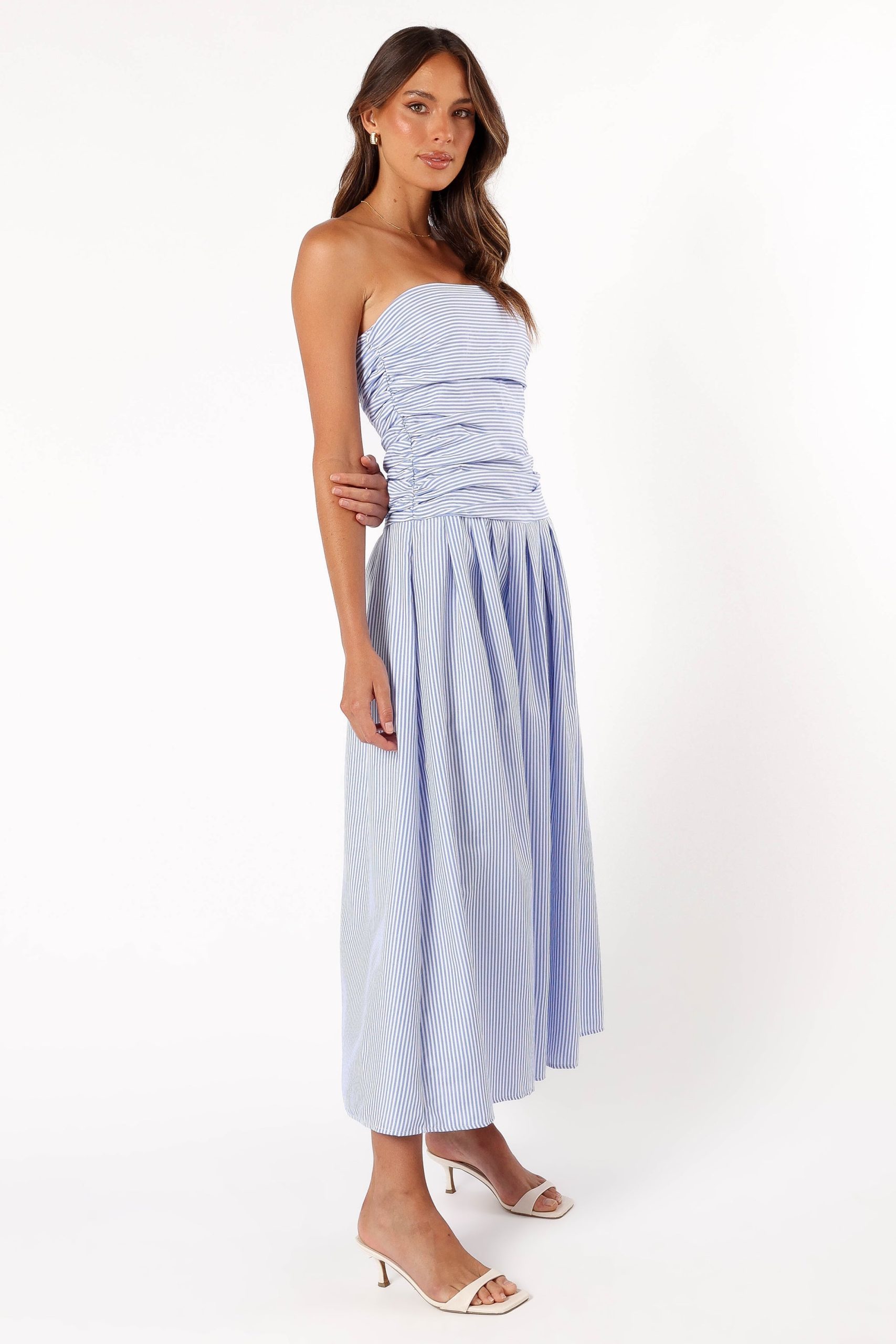 Avalee Strapless Maxi Dress - Blue Stripe - Image 3