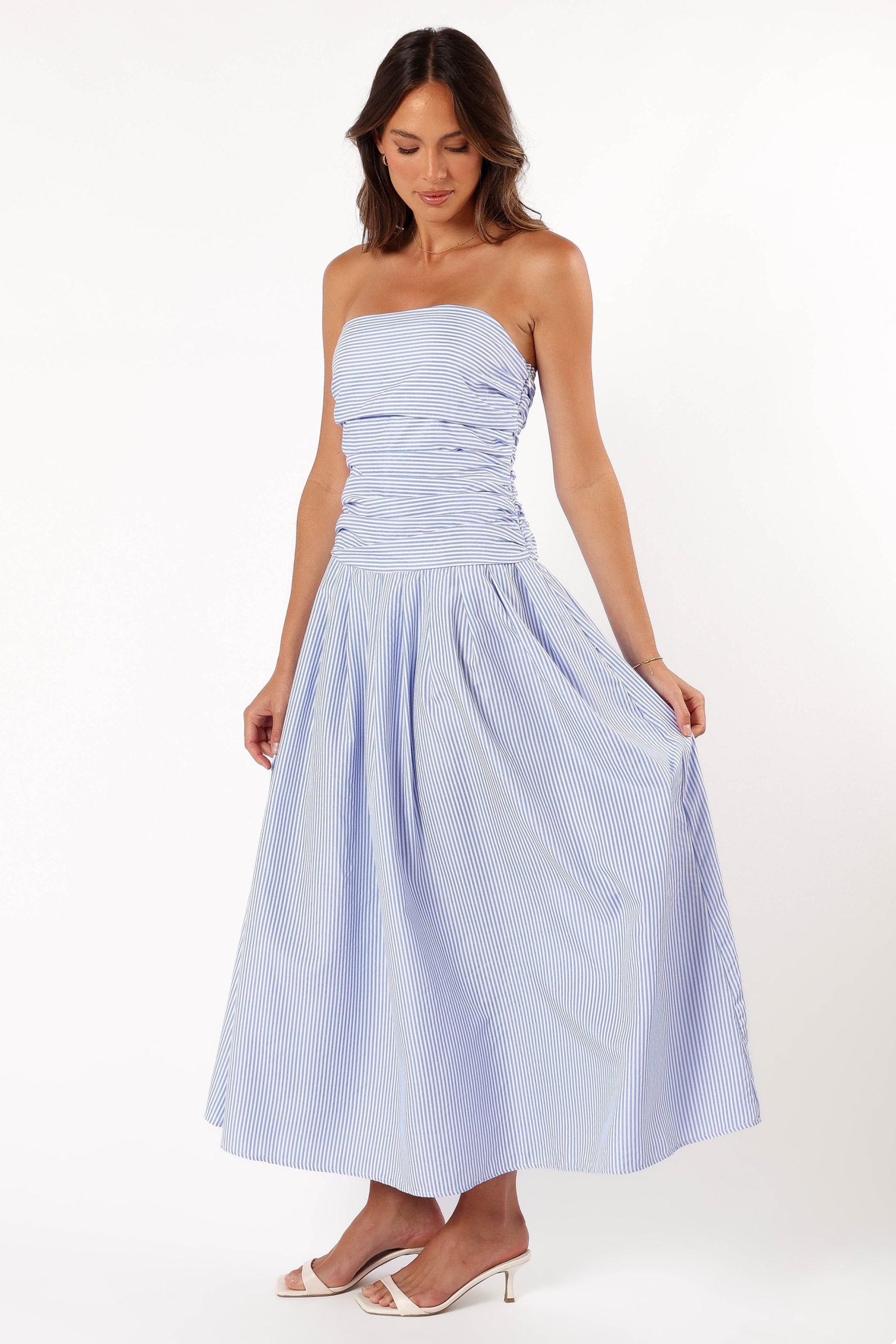 Avalee Strapless Maxi Dress - Blue Stripe - Image 5