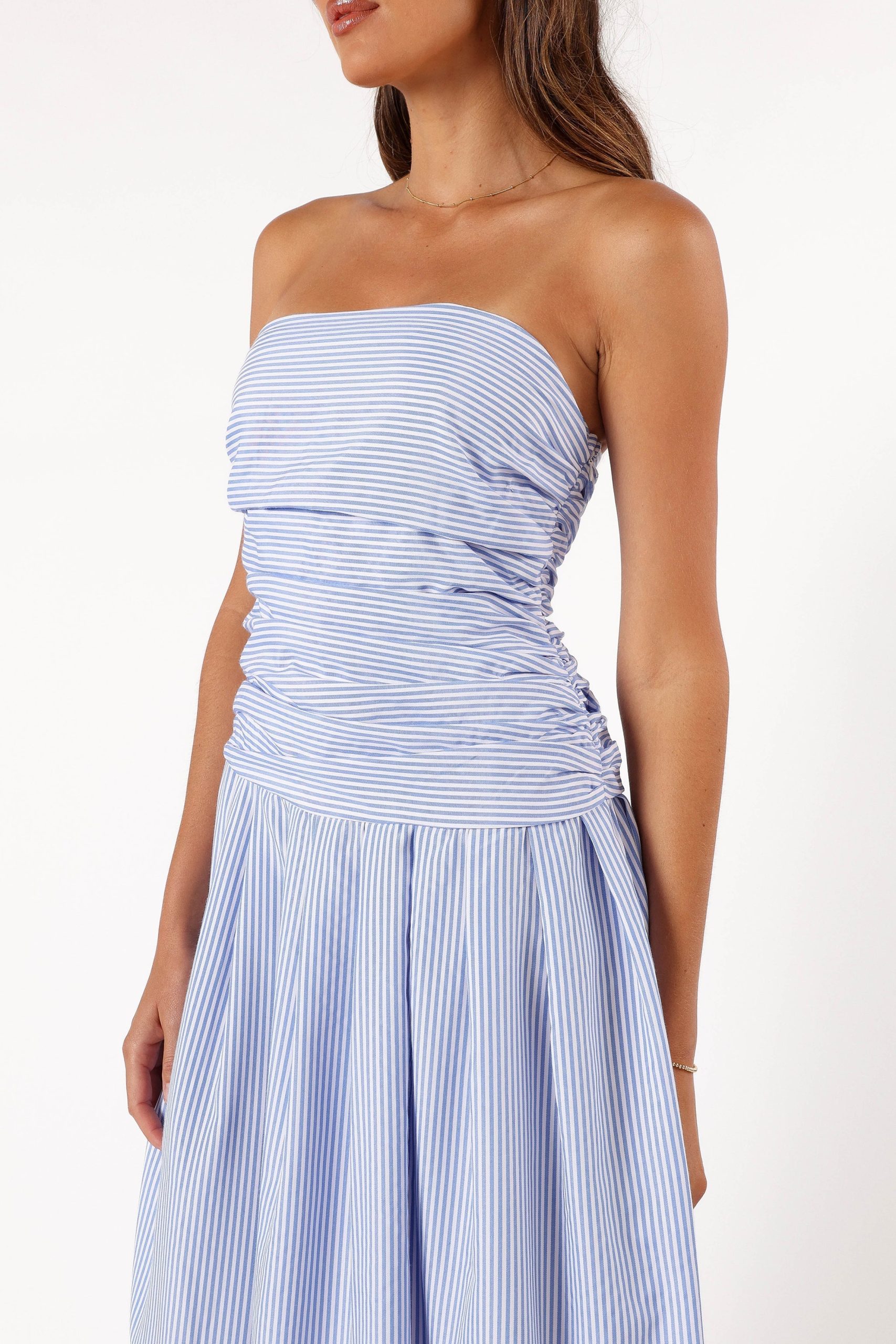 Avalee Strapless Maxi Dress - Blue Stripe - Image 6