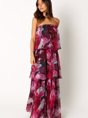 Bloom Strapless Maxi Dress - Purple Floral