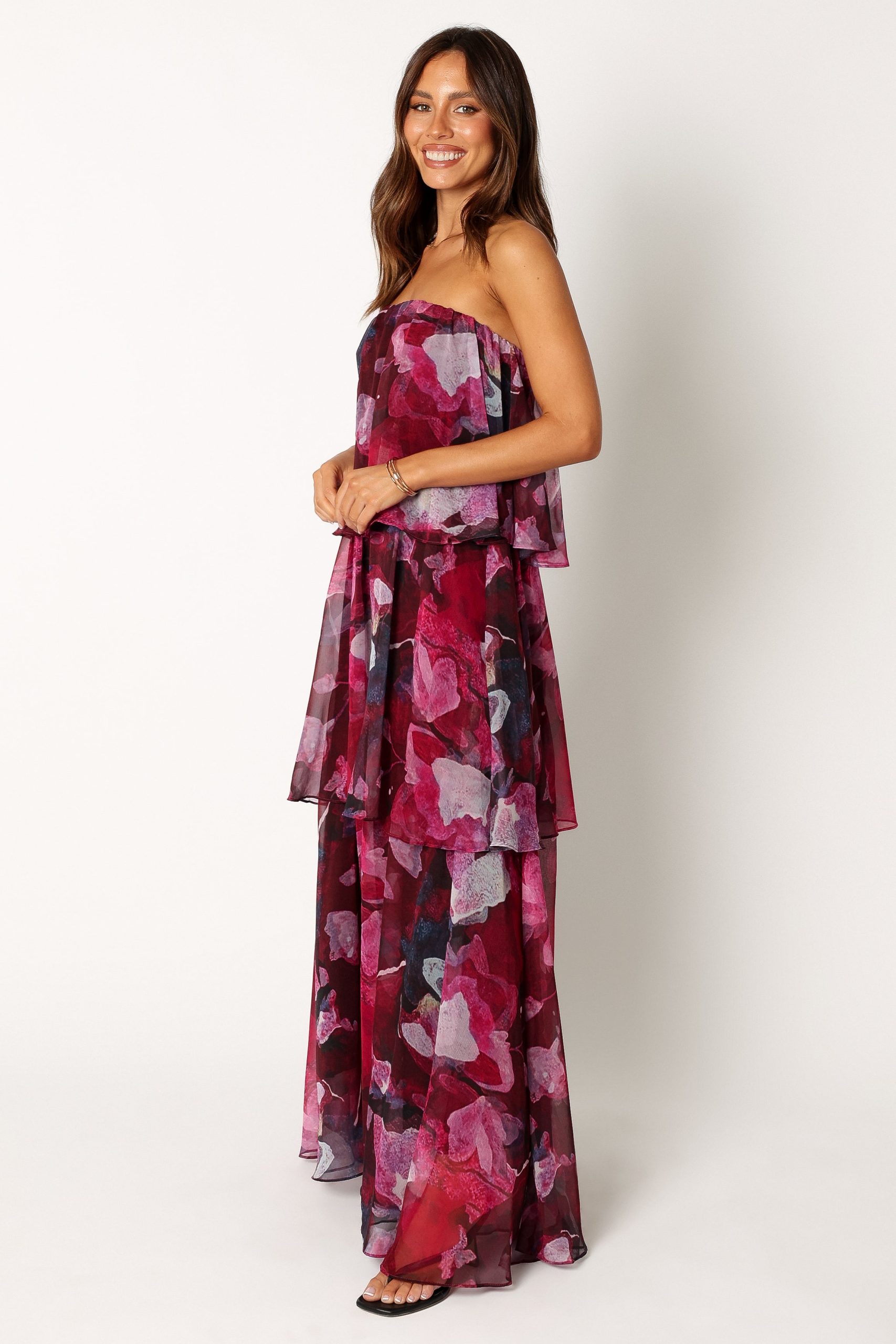 Bloom Strapless Maxi Dress - Purple Floral - Image 2