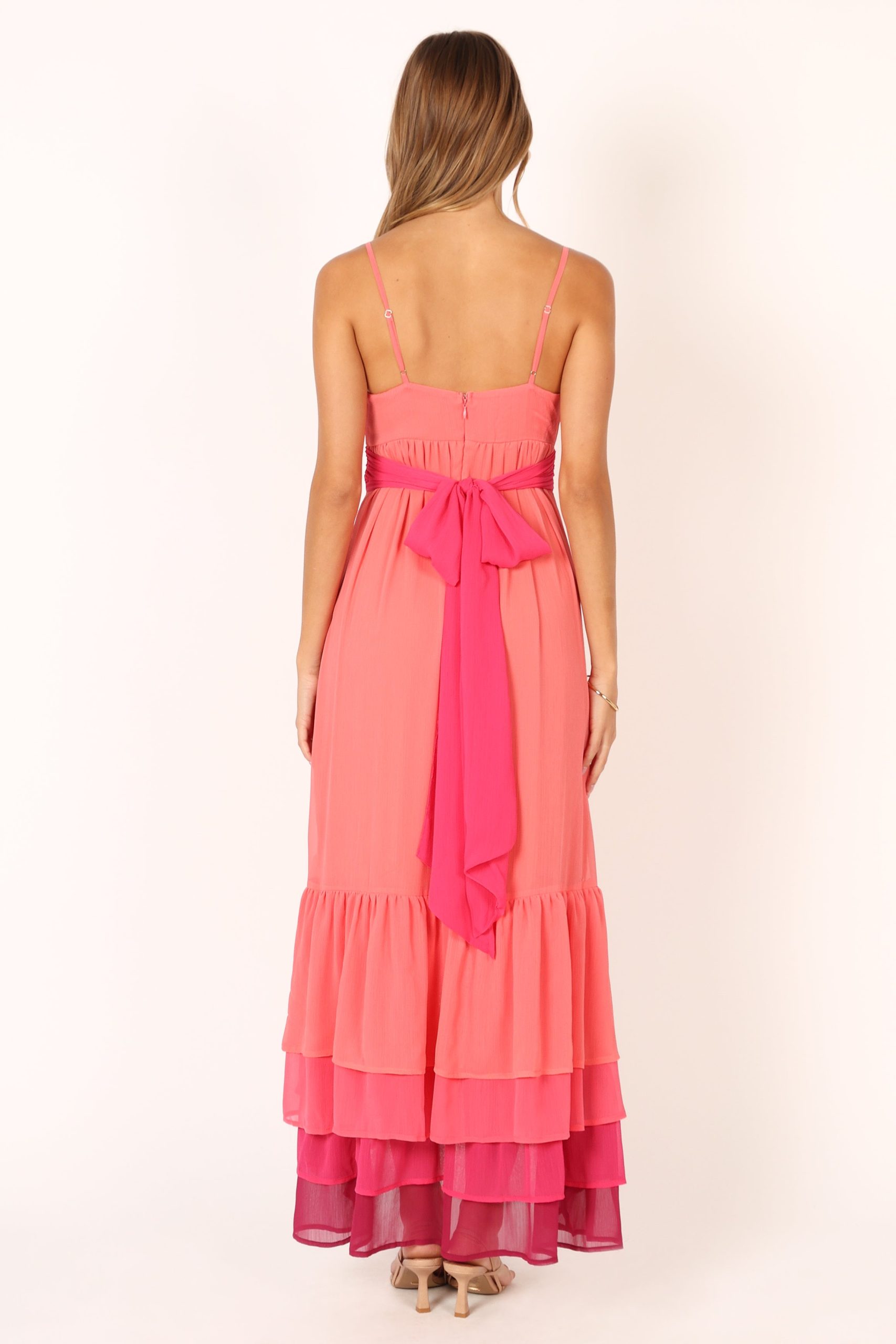BomBon Tiered Maxi Dress - Coral Hot Pink - Image 6