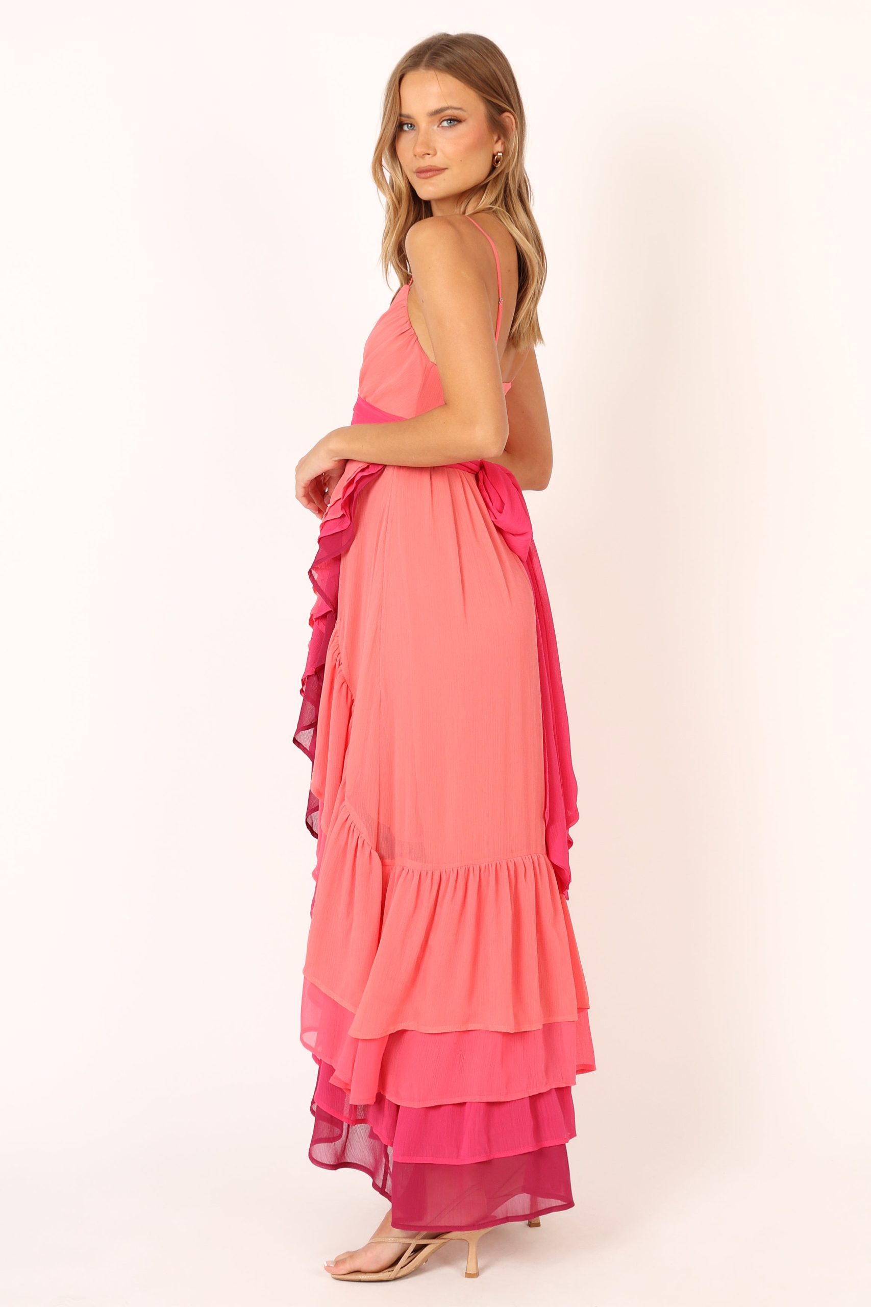 BomBon Tiered Maxi Dress - Coral Hot Pink - Image 7
