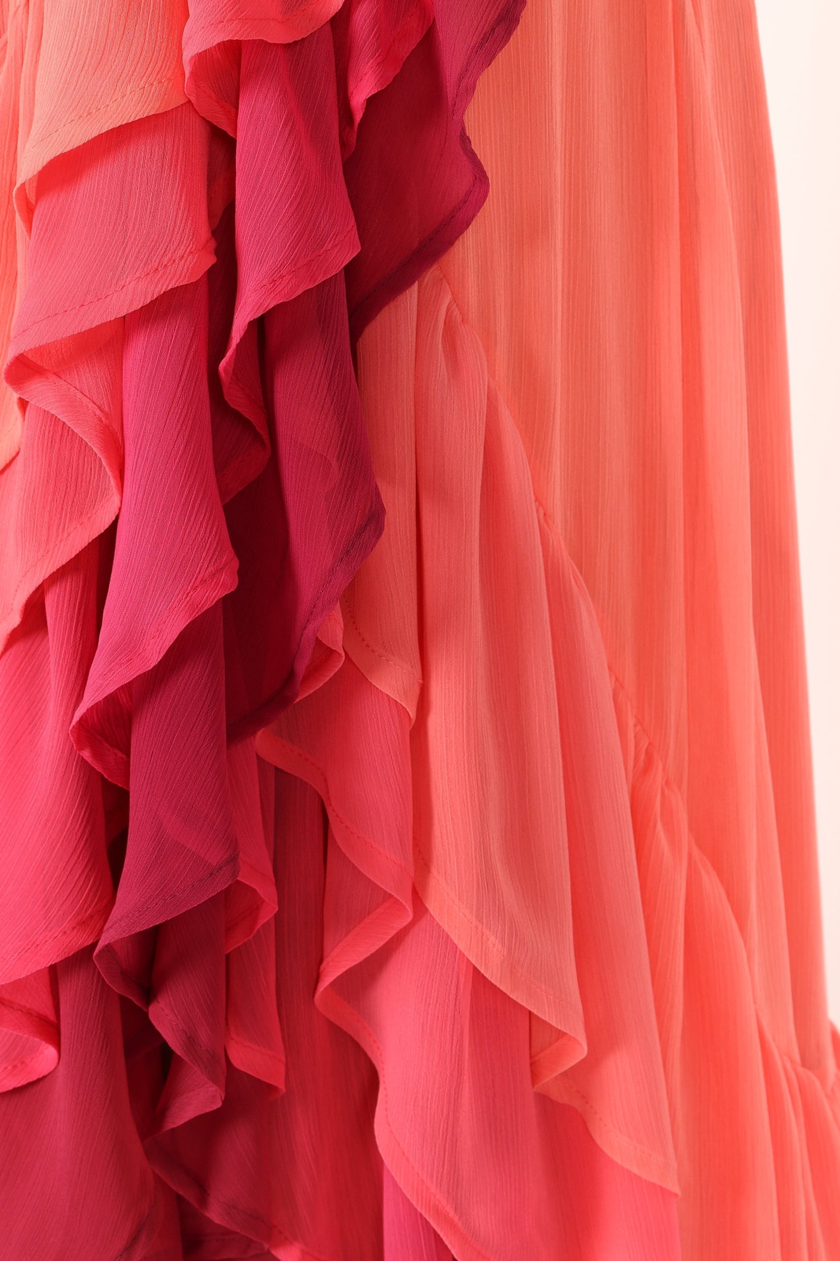 BomBon Tiered Maxi Dress - Coral Hot Pink - Image 12