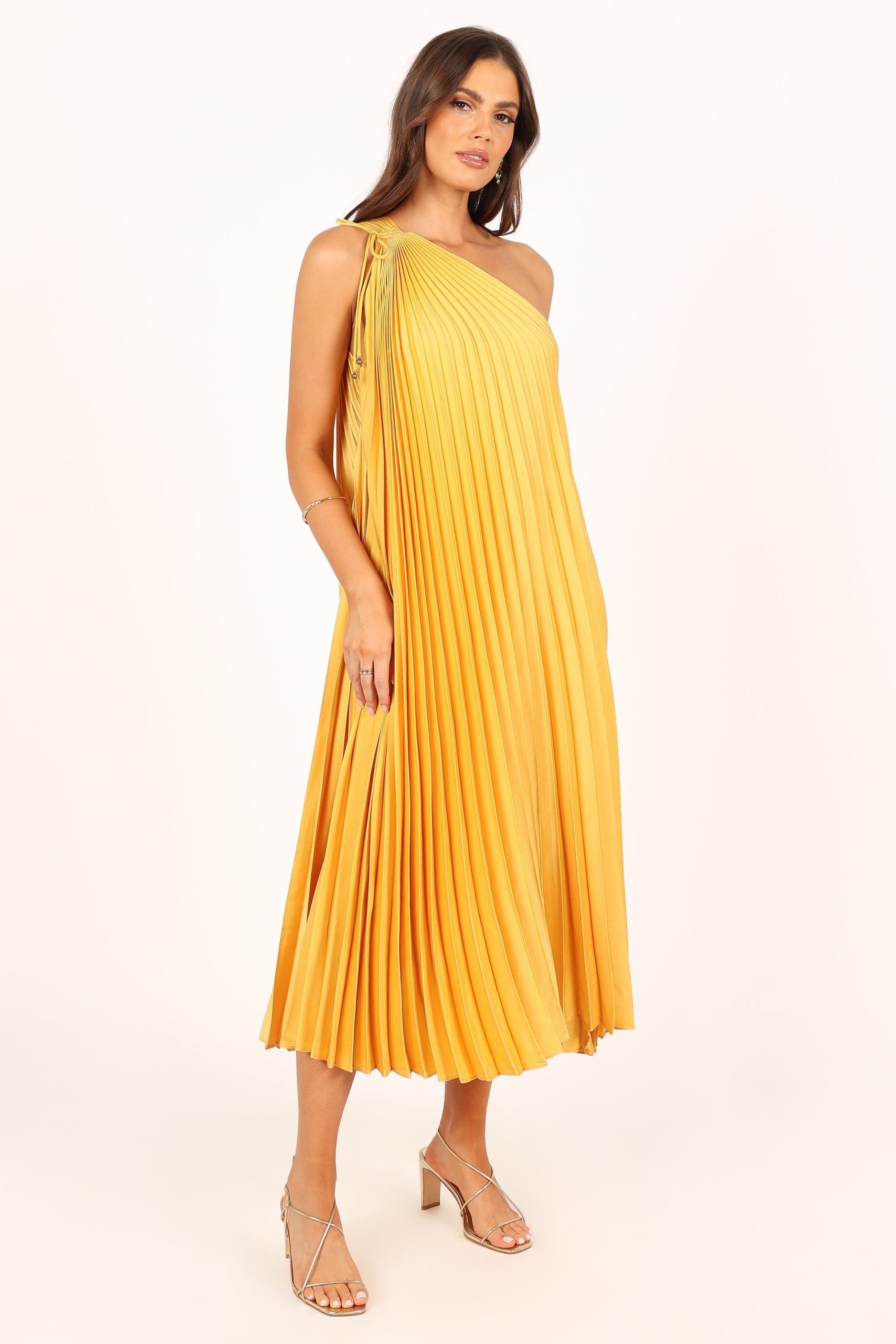 Cali One Shoulder Midi Dress - Saffron - Image 8